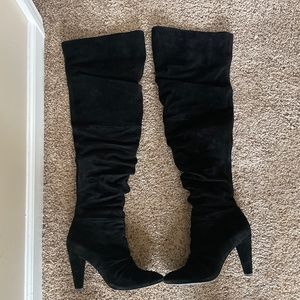 Thigh high suede boots